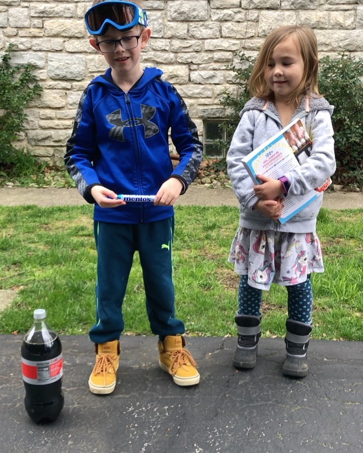 Declan and Teagan do the Mentos and Diet Coke experiment 🧪#ScienceSunday